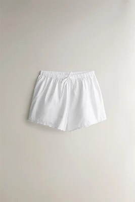 EMBROIDERED COTTON SHORTS