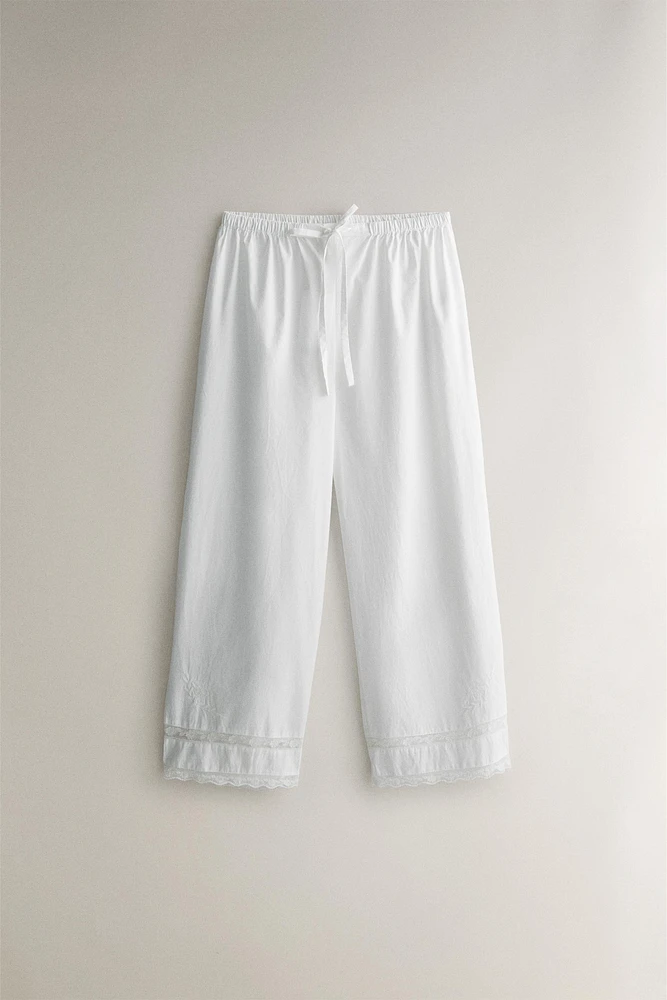 EMBROIDERED COTTON PANTS