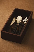 WOOD AND METAL FLATWARE TRAY