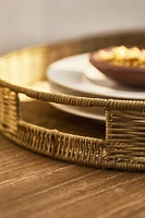 OVAL RATTAN TRAY WITH HANDLES