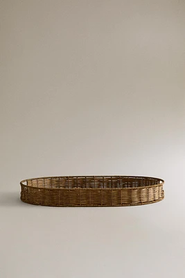 OVAL RATTAN TRAY WITH HANDLES