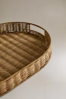 OVAL RATTAN TRAY WITH HANDLES