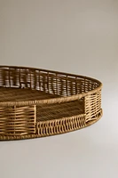 OVAL RATTAN TRAY WITH HANDLES