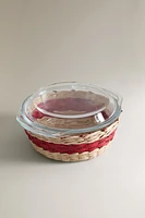 SMALL GLASS RATTAN SERVING DISH