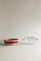 SMALL GLASS RATTAN SERVING DISH