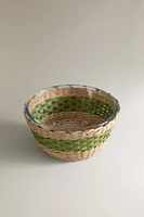 GLASS RATTAN SALAD BOWL