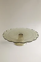 ENGRAVED GLASS SERVING DISH WITH BASE