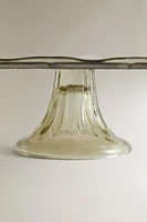 ENGRAVED GLASS SERVING DISH WITH BASE