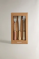 3-PIECE BRUNCH FLATWARE SET WITH CERAMIC HANDLE