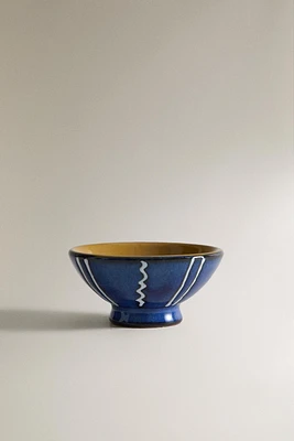 STRIPED CERAMIC SNACK BOWL