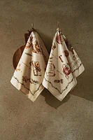 SET OF COTTON CHRISTMAS RECIPES KITCHEN TOWELS (SET OF 2)