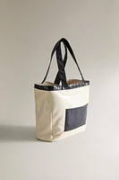 WATER-REPELLENT FAUX PATENT FINISH TOTE BAG