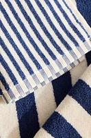 COTTON BATH TOWEL WITH BLUE STRIPES