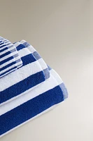 COTTON BATH TOWEL WITH BLUE STRIPES