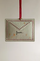 METAL POSTCARD CHRISTMAS TREE ORNAMENT