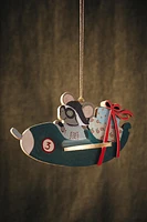 WOODEN SMALL PLANE MOUSE CHRISTMAS TREE ORNAMENT