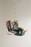 WOODEN SMALL PLANE MOUSE CHRISTMAS TREE ORNAMENT