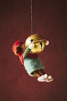 WOOL MOUSE WITH SLEIGH BELL CHRISTMAS ORNAMENT