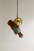 WOOL MOUSE WITH SLEIGH BELL CHRISTMAS ORNAMENT