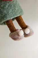 WOOL MOUSE WITH SLEIGH BELL CHRISTMAS ORNAMENT