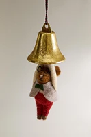 WOOL MOUSE BELL CHRISTMAS TREE ORNAMENT