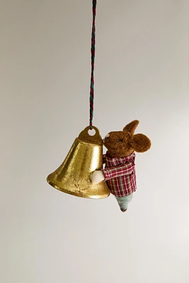 WOOL MOUSE BELL CHRISTMAS TREE ORNAMENT