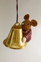 WOOL MOUSE BELL CHRISTMAS TREE ORNAMENT