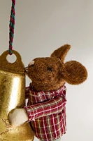 WOOL MOUSE BELL CHRISTMAS TREE ORNAMENT