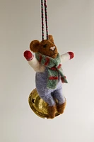 WOOL MOUSE WITH SLEIGH BELL CHRISTMAS ORNAMENT