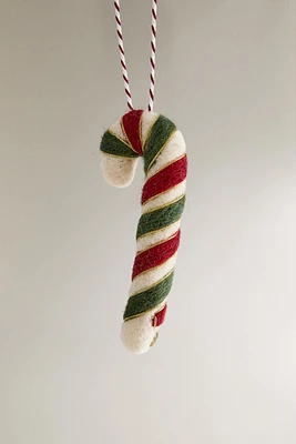 FELT CANDY CANE CHRISTMAS TREE ORNAMENT