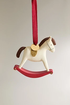 RESIN ROCKING HORSE CHRISTMAS TREE ORNAMENT