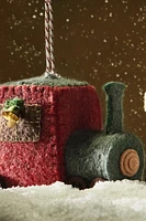 SET OF FELT TRAINS CHRISTMAS TREE ORNAMENTS (SET OF 2)