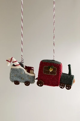 SET OF FELT TRAINS CHRISTMAS TREE ORNAMENTS (SET OF 2)