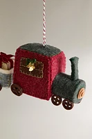 SET OF FELT TRAINS CHRISTMAS TREE ORNAMENTS (SET OF 2)