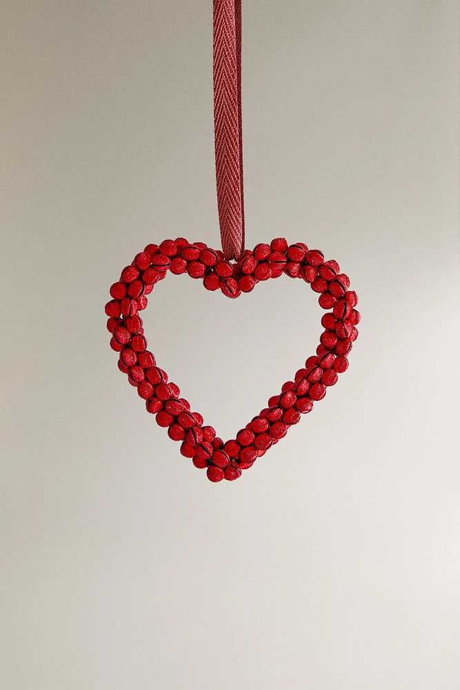 HEART CHRISTMAS TREE ORNAMENT WITH SLEIGH BELLS