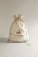 COTTON CHRISTMAS CROSS-STITCH GIFT SACK