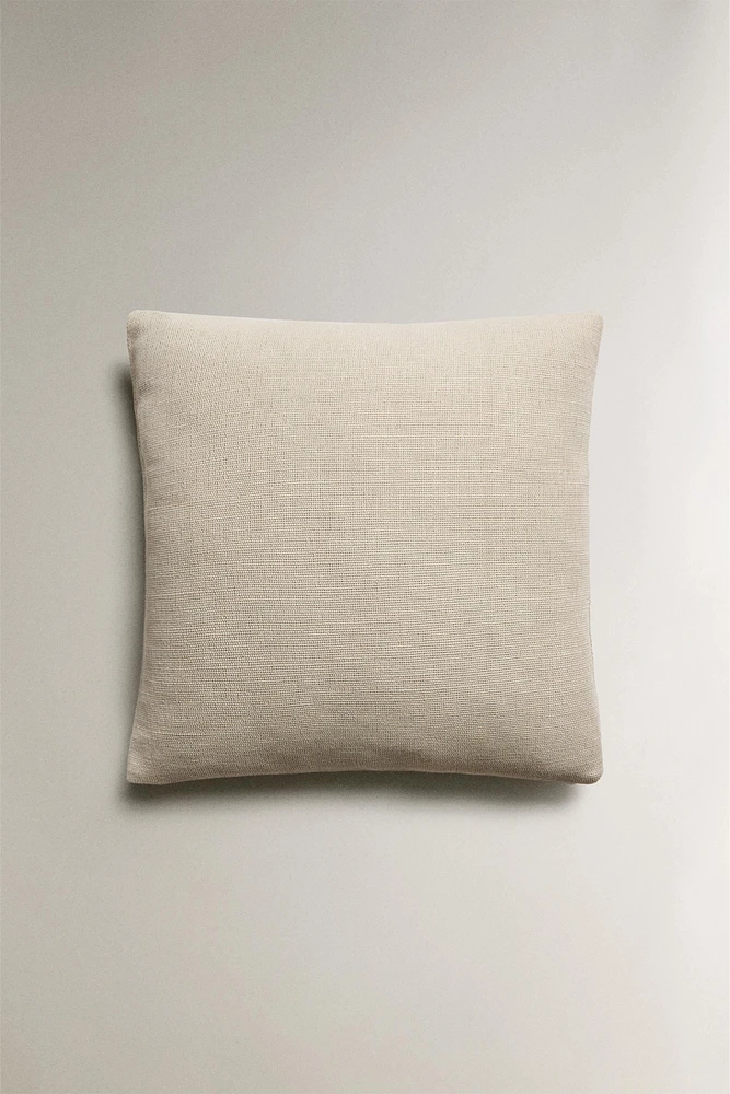 JUTE AND COTTON THROW PILLOW COVER