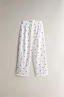 COTTON PAJAMA BOTTOMS WITH CHRISTMAS HEARTS