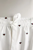 COTTON PAJAMA BOTTOMS WITH CHRISTMAS HEARTS