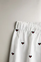 COTTON PAJAMA BOTTOMS WITH CHRISTMAS HEARTS