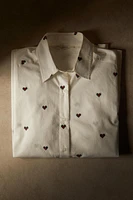 COTTON PAJAMA SHIRT WITH CHRISTMAS HEARTS