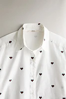 COTTON PAJAMA SHIRT WITH CHRISTMAS HEARTS