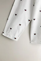 COTTON PAJAMA SHIRT WITH CHRISTMAS HEARTS