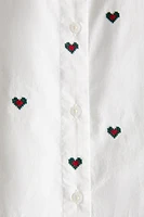 COTTON PAJAMA SHIRT WITH CHRISTMAS HEARTS