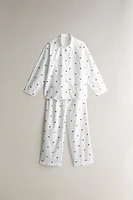 COTTON PAJAMA SHIRT WITH CHRISTMAS HEARTS