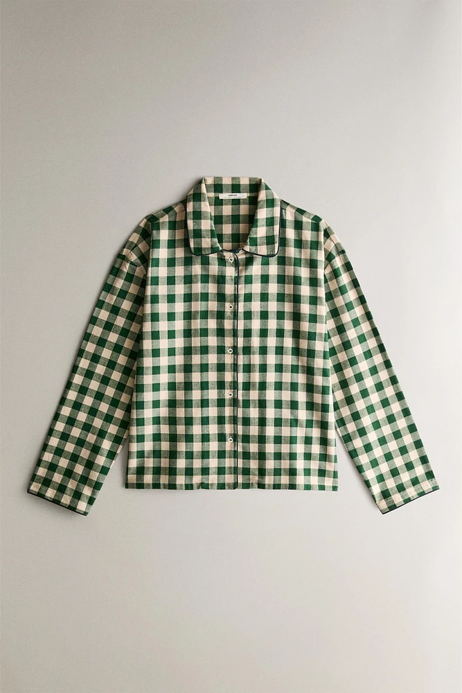 CHECK GINGHAM CHRISTMAS PAJAMA TOP