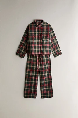 TARTAN CHECK FLANNEL CHRISTMAS PAJAMA SET (SET OF 2