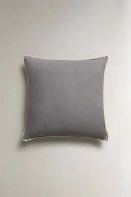 THROW PILLOW COVER WITH CONTRAST TOPSTITCHING