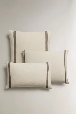 STRIPED LINEN THROW PILLOW COVER