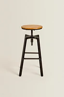 WOOD AND METAL SWIVEL BAR STOOL